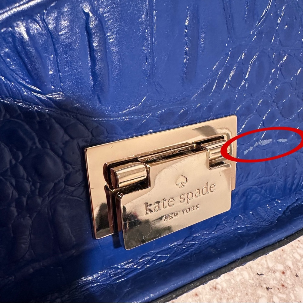 Kate Spade New York Rialto Place Sally Crossbody Bag Blue Crocodile Embossed GUC - Picture 15 of 16